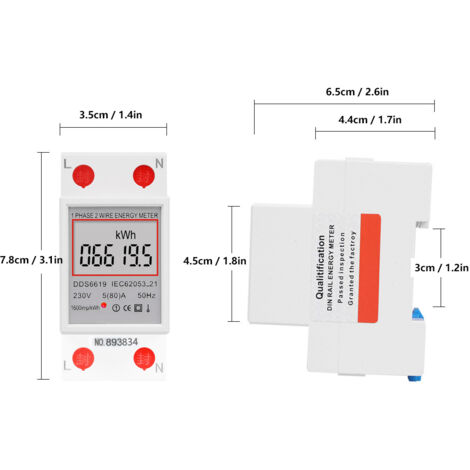 Compteur de Rail Din monophasé 2P, compteur d'énergie intelligent