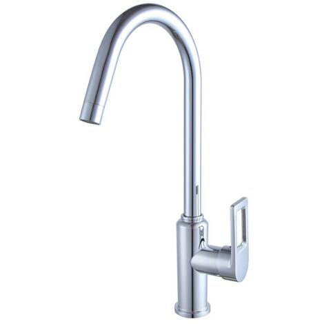 Ensemble mitigeurs de cuisine, robinets de cuisine avec flexibilité pivotante à 360°, robinets d'évier à poignée unique, robinets d'évier monotrou en acier inoxydable galvanisé, eau chaude et froide (1/5)