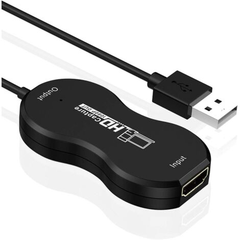 Video Grabber, Commutateur de carte de capture HDMI vers USB 1080P 30fps Carte de capture vidéo HD Streamdeck - Noir (1/5)