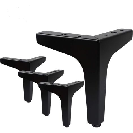 Lot de 4 Pieds de Meubles Charge Jusqu'à 600 KG, Pied de Table Modernes en Métal en Forme de Triangle,avec 4 Protège Pieds, Noir,17cm (1/5)