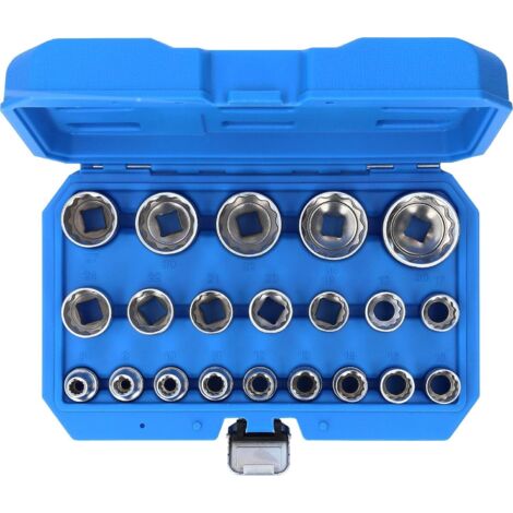 CPROSP 19 Pcs Jeu de Douiles 12 Pans 1/2 8-32mm, clé à Douille 12 Pans 1/2 Jusqua 36mm Acier CR-V, Avec un étui Solide et Facile à Ranger