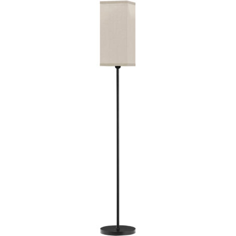 Lampadaire pour salon, avec abat-jour beige, effet lin, interrupteur pour lampadaire Ø25 x 161,5 cm, noir (1/5)