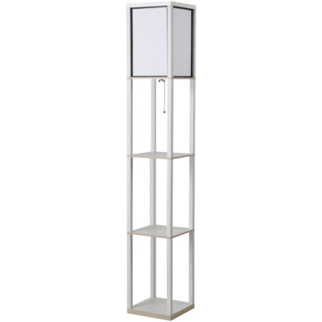 Étagère pour lampadaire, 26L x 26L x 160H cm, 3 étagères, 4 niveaux, MDF blanc (1/5)