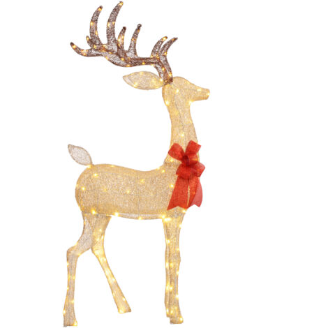 Lampe de Noël renne, décoration en acier, 137 LED blanc chaud, 66 x 25 x 135 cm, dorée (1/5)