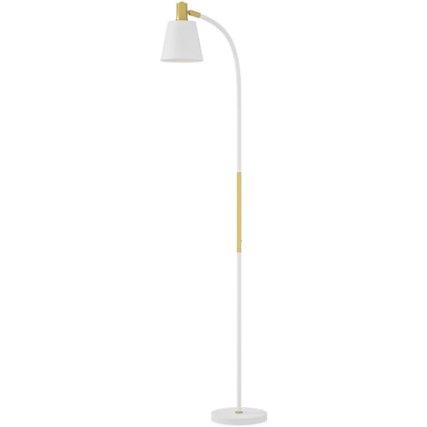 Lampadaire de salon réglable en hauteur, 127-160 cm, avec interrupteur, douille E27, blanc (1/5)