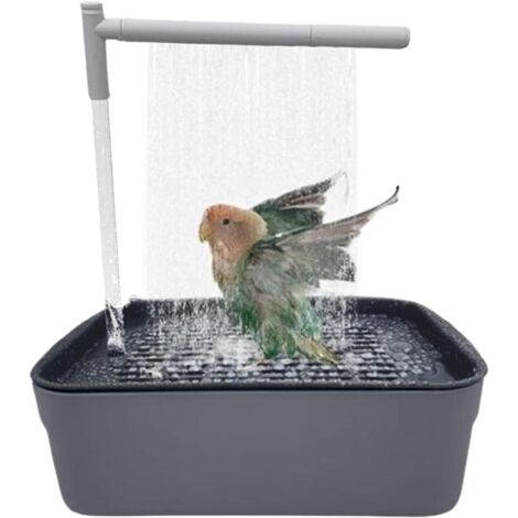 Baignoire automatique avec eau courante pour oiseaux (perroquet gris du Gabon, furet, calopsitte) - Taille L - Noir