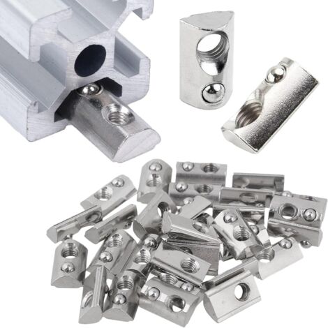 50 Piéces Écrous Coulissants M6, Écrous Coulissants Série 30, Écrous À Marteau Et Écrous En T Pour Guides De Profilés En Aluminium Extrudé À Fente (Eu30 Et M6)