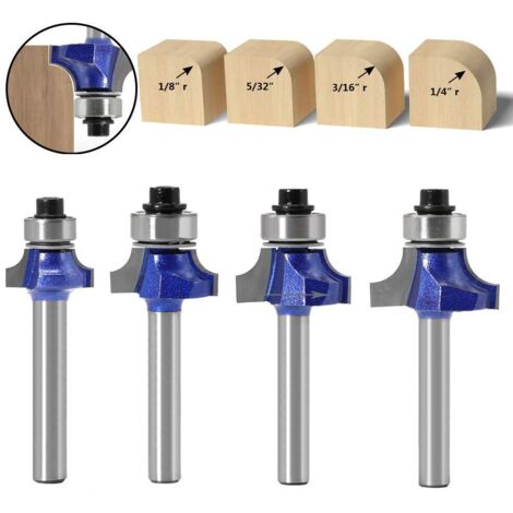 Jeu De Fraises À Arrondir Sur Tige De 1/4 Po, Fraises Pour Le Travail Du Bois, Outils D'Arrondi Et De Profilage De Chants (Tailles : 3/8", 5/16", 1/4", 1/2") (1/5)