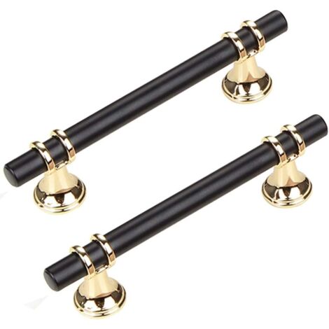 Lot de 2 Poignées de meubles, poignées de porte de chambre poignées de porte modernes poignées modernes minimalistes de luxe poignées de porte d'armoire poignées de tiroir, noir, 128mm (1/5)