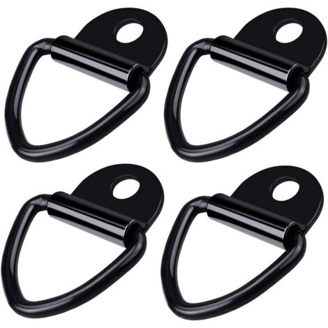 4 pièces Anneau d'arrimage, remorque d'anneau Montage D, Crochet d'arrimage d'arrimage en Acier Inoxydable Robustes, pour remorques camions camions Stockage de Corde de Bateau - Noir (1/5)