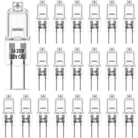 Ampoule Halogene G4 12V 20W, Ampoule G4, Ampoule Halogène Dimmable G4, 2800K, Base G4 BI-pin Capsule Transparente pour Lustres en Cristal (1/5)