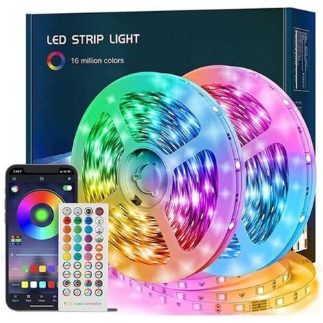 20M Ruban LED Bleutooth,Bande 18 LED 5050 RGB Contrôlé par APP du Smartphone, Synchroniser avec Rythme de Musique de Minuterie, décoration de lumières de musique pour chambre à coucher, fête (1/5)