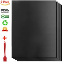 Couvercle pour barbecue et plancha-Tapis de gril pour barbecue et four, lot de 4 tapis de barbecue antiadhésif réutilisable et nettoyable, idéal pour le charbon de bois, 330 x 400 x 0,2 mm - RWCouverc