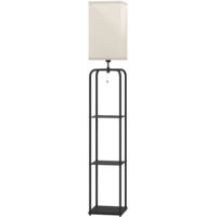 Lampadaire avec étagère, abat-jour en tissu, interrupteur à chaînette pour salon et chambre