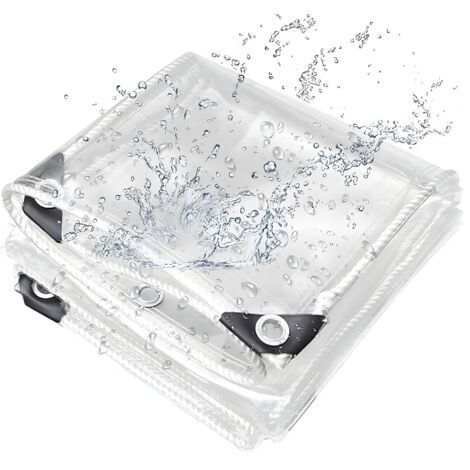Abdeckplane Schutz Outdoor,Ultrixe, 380 g/m², 6 x 4 m, Wasserdichte transparente Plane mit Ösen, PVC, Allzweckplane FüR Schutz Vor Witterung für Gartenmöbel, Bauernhof, Auto, Teich