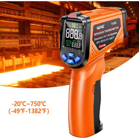 Infrarot Thermometer, Ultrixe Temperaturmessgerät Digital -20°C-750°C(-49°F-1382°F) IR Laser Thermometer, Berührungslose für Kochen, Pizza, Oven, Braten, Industrie, Meet, Nicht für Menschen