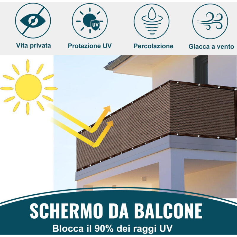 Paravento Metallico Per Esterni 183x112 Cm - Schermo Decorativo Per Privacy Su Terrazzo, Giardino E Balcone - Pannelli In Metallo (Set Da 5) - 6
