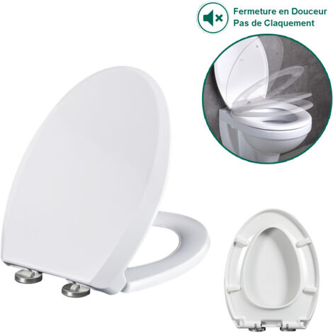 Coperchio del WC - Ultrixe Sedile WC con Chiusura Ammortizzata - Copriwater V-Form Bianco, Sgancio Rapido, Sedile WC removibile, 45 x 36 cm (1/5)