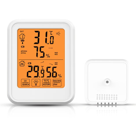 Termometro Igrometro, Ultrixe Termometro Igrometro Digitale con Sensore Esterno Wireless, Interruttore ℃/℉, Umidità ad Alta Precisione per Interni ed Esterni, per Camera Serra Garage Cantina di Vini