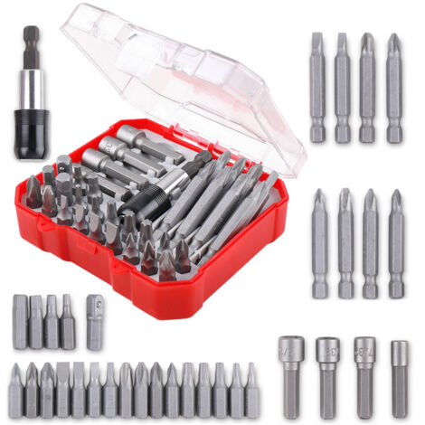 Accessories Kit d'embouts de tournevis 34 pièces, Ultrixe, Set d'embouts de vissage Extra Hard (PH, PZ, T, S, HEX-Bit, adaptateur avec entraînement hexagonal vers 1/4", boîte de rangement incluse)