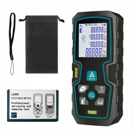 Telémetro Láser, Ultrixe 100m Medidor láser de distancia, Precisión de ± 2mm, IP54, LCD-Pantalla, 2 Niveles de Burbuja, Pitágoras, Altura, Medida de área (no incluye pilas)