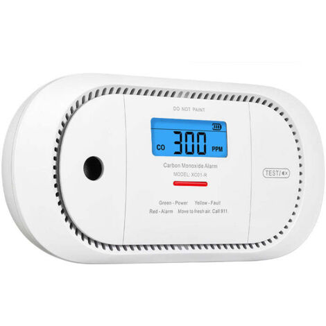 Détecteur de monoxyde de carbone avec capteur électrochimique – Alarme sonore 85dB – Écran LCD pour niveaux CO en temps réel - W395163