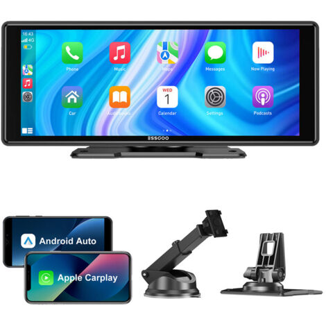 Caméra de recul sans fil Apple CarPlay Android Auto + écran couleur portable 10,26 pouces