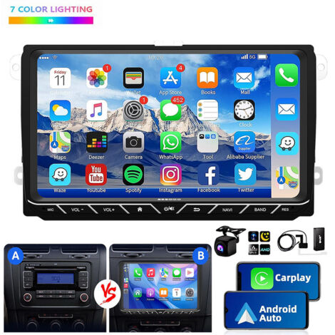 Autoradio Android 14 Carplay GPS NAVI pour VW GOLF 5 6 Touran EOS Tiguan Polo 2+64G DAB+ CAM