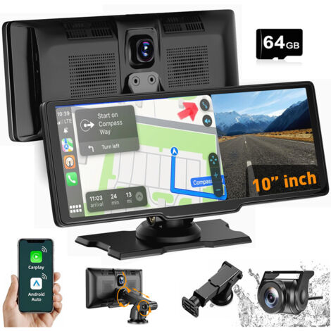 Écran sans fil 4K 10,26'' CarPlay Android Auto avec caméra de recul pour autoradio 64GTF