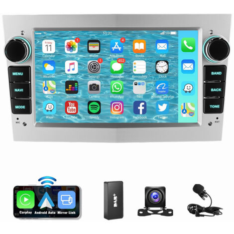 Autoradio Android 14 Apple Carplay GPS pour Opel Astra H Corsa C D Meriva Zafira B Blanc 2+32G DAB CAM