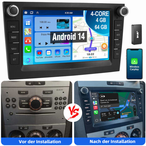 Pour Opel Corsa C D Zafira B Astra G H Combo Vivara Vivaro Android14 Carplay Autoradio GPS RDS 2+32G DAB