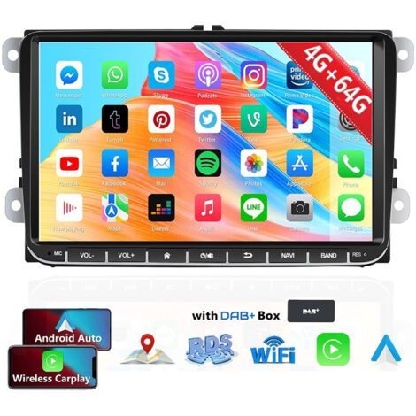 Autoradio Android 14 avec lecteur GPS pour VW GOLF MK5 MK6 9 pouces Apple Carplay - 4+64G DAB+ (1/5)