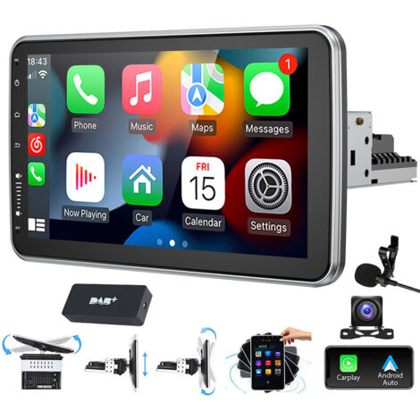 Autoradio Android 14 avec CarPlay GPS Navigation, écran rotatif 360° et format 1 DIN - 2+32G DAB+ CAM