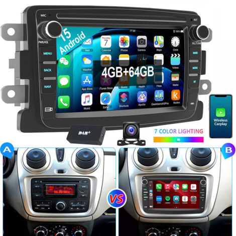 Autoradio Android 15 GPS WIFI RDS pour Renault Dacia Sandero Duster Symbol 2+64G DAB CAM