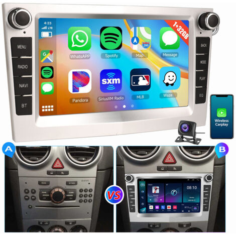 1+32G pour Opel Corsa C/D Zafira B Astra G H Vivara Combo Signum Vivaro Android 14 Autoradio Carplay Blanc+CAM