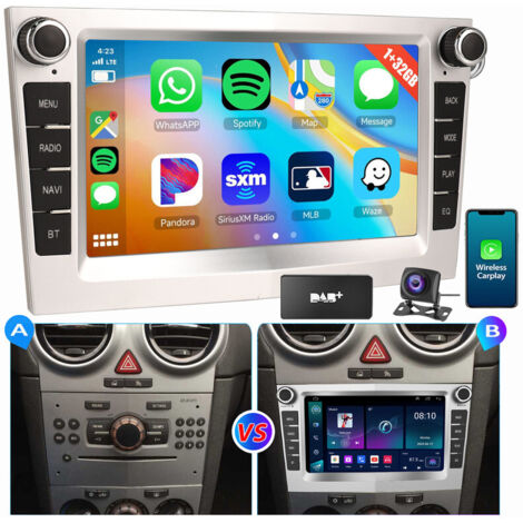 1+32G pour Opel Corsa C/D Zafira B Astra G H Vivara Combo Signum Vivaro Android 14 Autoradio Carplay Blanc+DAB+CAM