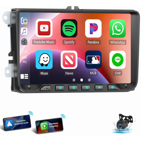 Pour VW GOLF 5 6 Passat Touran Tiguan autoradio 9" Android 14 GPS Navi WIFI Carplay 4+64G CAM