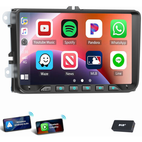 Pour VW GOLF 5 6 Passat Touran Tiguan autoradio 9" Android 14 GPS Navi WIFI Carplay 4+64G DAB