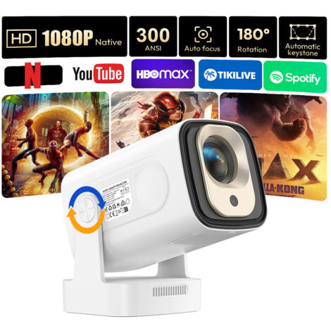 Vidéoprojecteur 4K 25000 lumens – Full HD 1080P – Wi-Fi 2,4G/5G et Bluetooth 5.4 – Autofocus – Projection jusqu'à 200 pouces - Bluetooth5