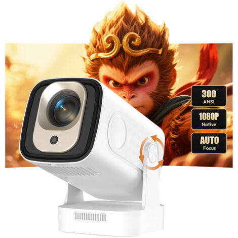 Mini Videoprojecteur 4K Supportée Android 11, Mini Projecteur 5G WiFi 6 BT 5.4 1080P Full HD Native, Videoprojecteur Portable Correction Trapézoïdale Horizontale Automatique Rotatif à 180° blanc