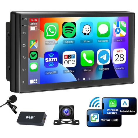 Autoradio Android 14 2 DIN Carplay 7 pouces GPS NAVI RDS Bluetooth - 4+64G DAB+ MIC CAM