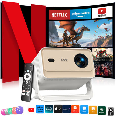 Vidéoprojecteur 4K【Officiel Netflix& AutoFocus】700 ANSI Lumens 1080P Full HD WiFi Bluetooth Projecteur avec YouTube/Prime Video- Version française 32GB ROM