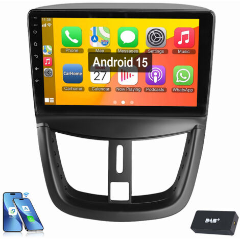 Autoradio Android 15 avec Apple Carplay pour Peugeot 207 (2006-2015) GPS WIFI BT RDS 2+64G DAB