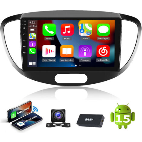 Autoradio Android 15 avec Apple CarPlay pour Hyundai i10 (2007-2013) et GPS, RDS, Wifi - 2+64G DAB+ CAM
