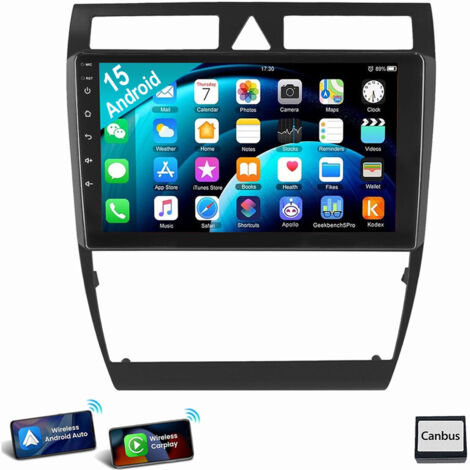 Autoradio Android 15 navigation GPS WIFI RDS Carplay pour Audi A6 S6 RS6 C5 1997-2004 4+64G