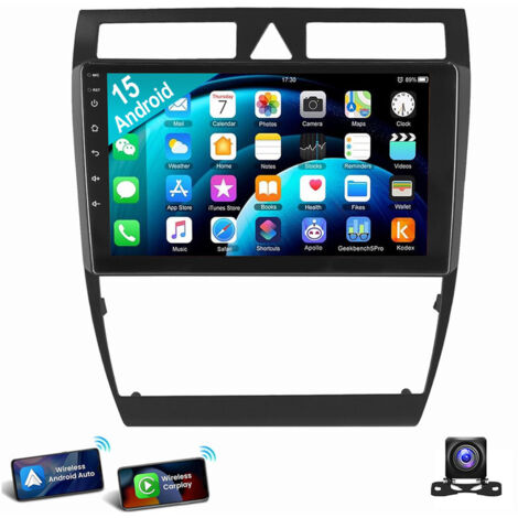 Autoradio Android 15 navigation GPS WIFI RDS Carplay pour Audi A6 S6 RS6 C5 1997-2004 1+32G CAM