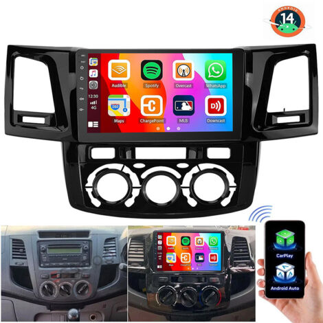 Autoradio Android 15 CarPlay pour Toyota Hilux 2005-2014, navigation GPS, RDS, WiFi - 2+32G