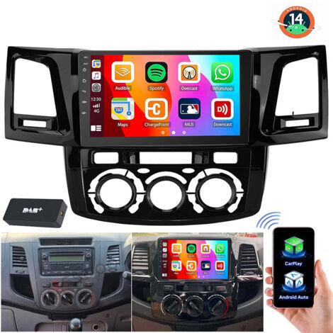 Autoradio Android 15 CarPlay pour Toyota Hilux 2005-2014, navigation GPS, RDS, WiFi - 2+64G DAB+