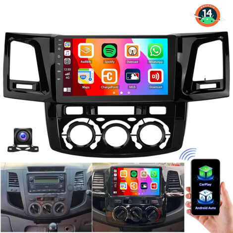 Autoradio Android 15 CarPlay pour Toyota Hilux 2005-2014, navigation GPS, RDS, WiFi - 4+64G CAM