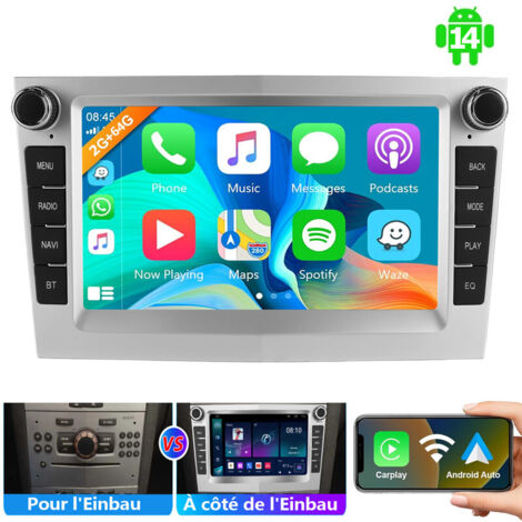 Autoradio android 14, Apple Carplay, Navigation GPS, pour Opel Astra H Corsa C D Vectra Zafira B - 2+64G (1/5)